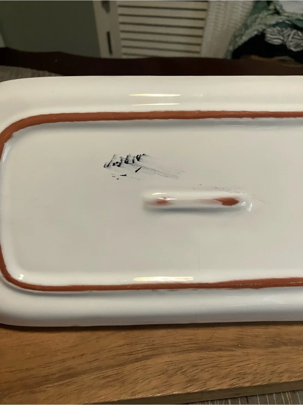 Hand-Painted Ceramic Rectangular Tray and Cruet